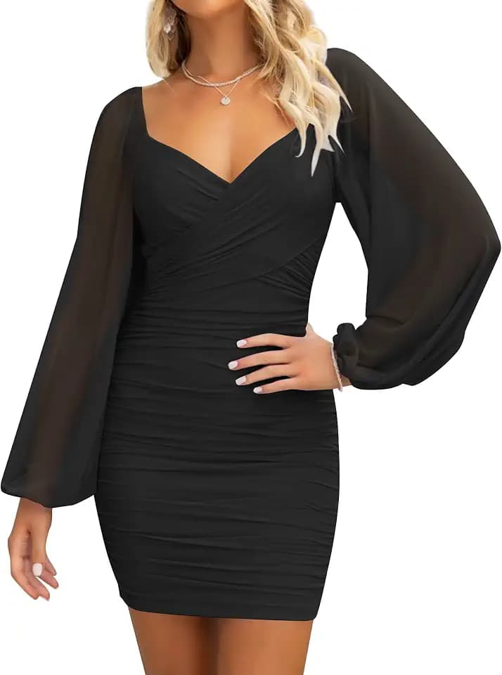 ZESICA Womens Fall Long Sleeve Cocktail Party Mini Dresses
