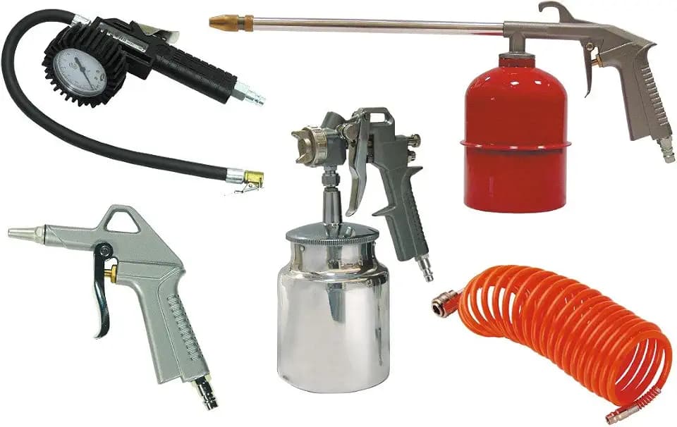 Mecafer 150096 Pneumatisches Werkzeug im Set (x 5), mit Universal-Verbindungskit in Pappschachtel, Vierfarbdruck