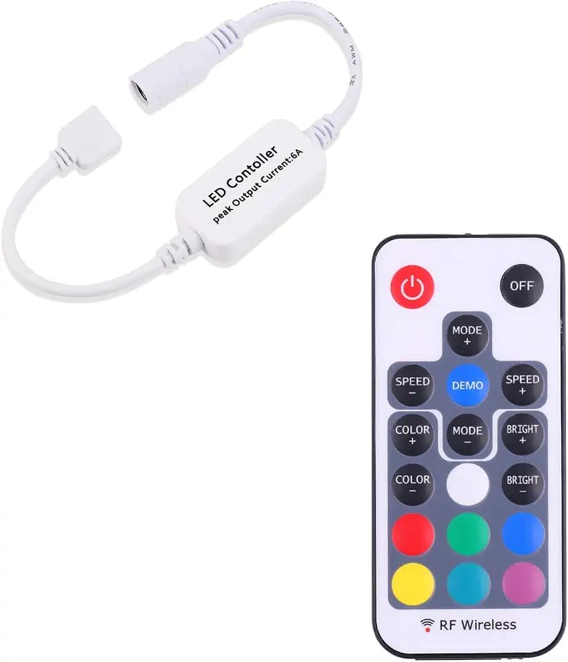 Mini Remote Controller for RGB Color LED Strip Lights, RF Dimmer for 12V DC LED Ribbon, LED Neon Sign, Wireless Remote Control for Dimmable 3528 5050 Under Cabinet Puck Lights(RGB)