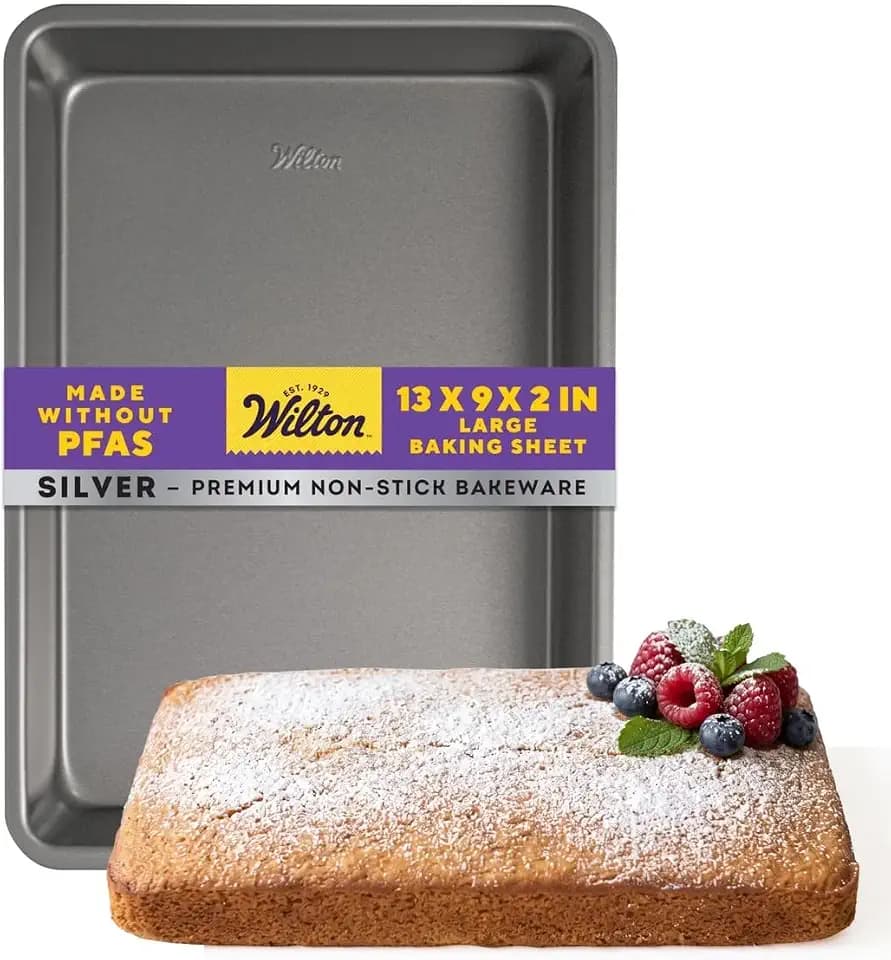 Wilton Silver Non-Stick Oblong Cake Pan, Made Without PFAS, 13 x 9 x 2 in.
