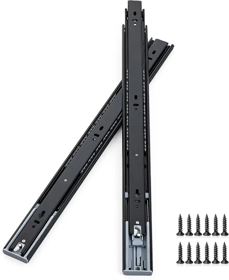 20 Inch Full Extension Drawer Slides, Heavy Duty Side Mount, 1 Pair, Black