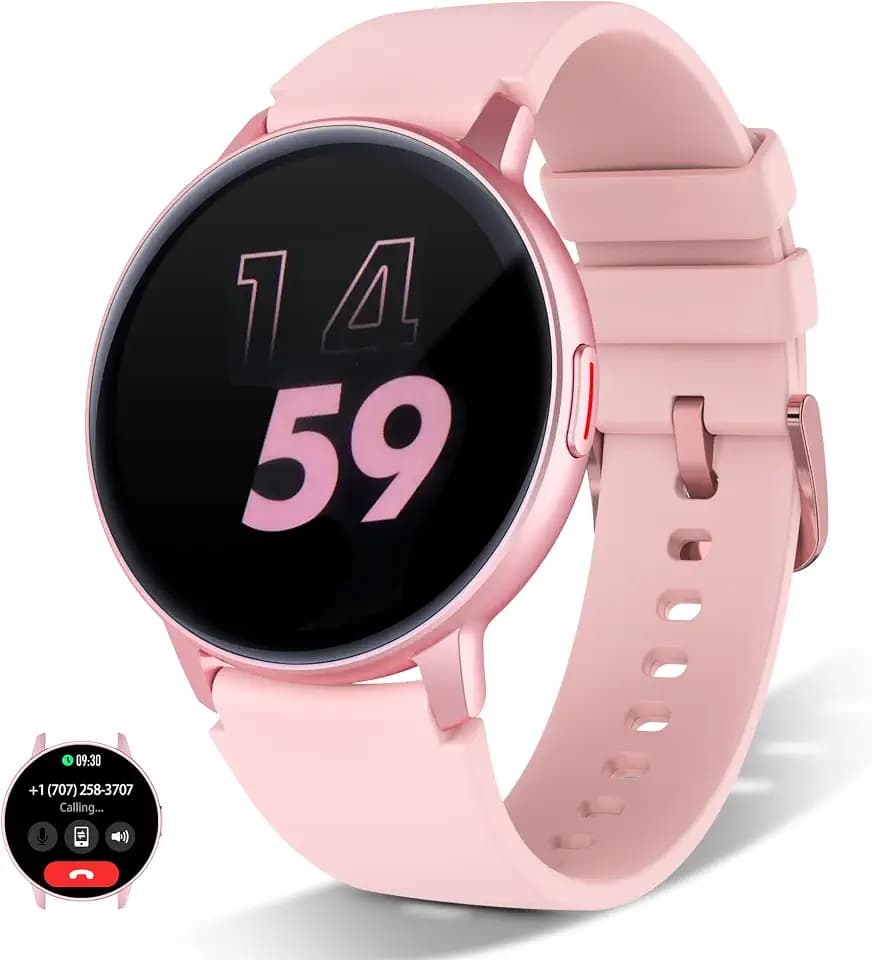 Smartwatch für Damen und Herren (Anrufe annehmen/wählen), 3,3 cm rundes Zifferblatt, Smartwatch für Android- und iOS-Handys, IP68 wasserdichter Fitness-Tracker mit AI-Stimme, Herzfrequenz, Schlaf