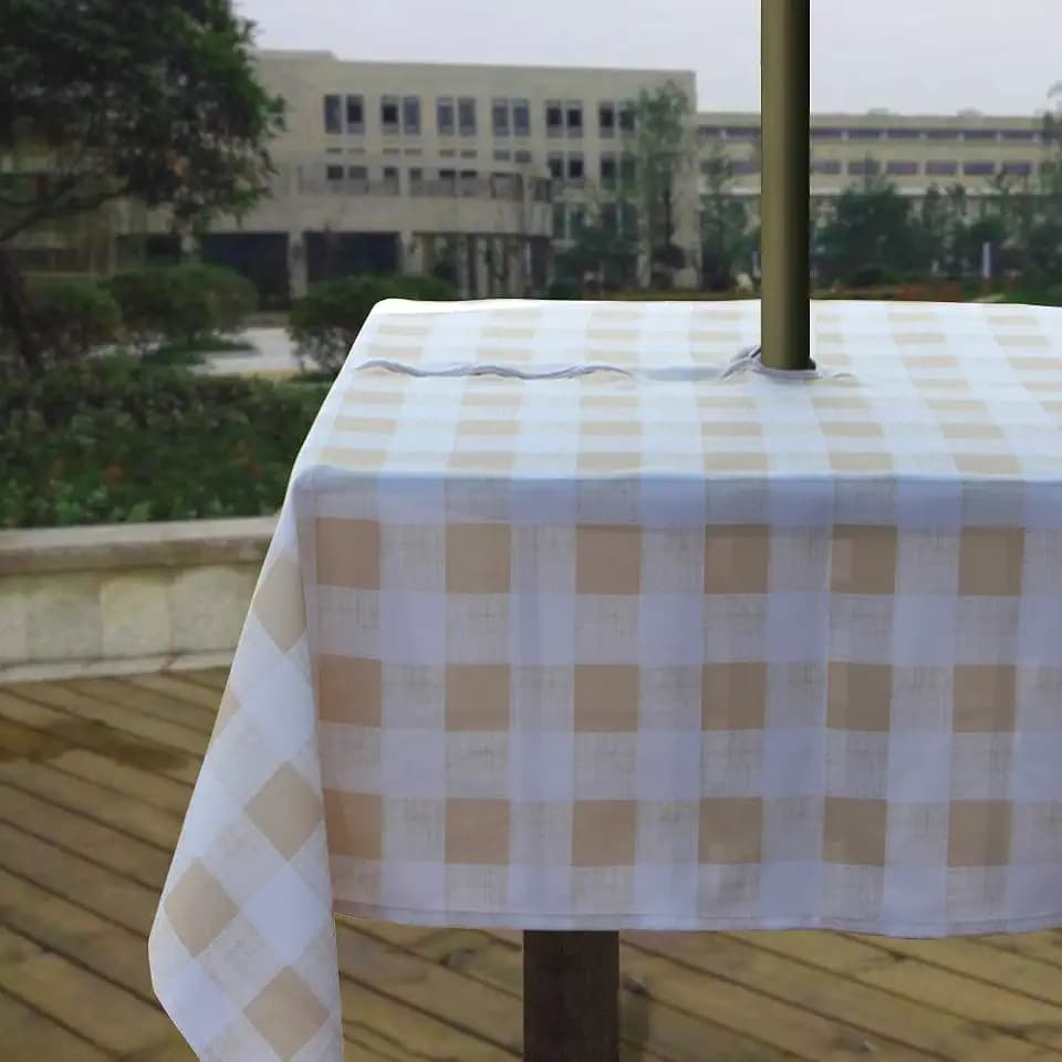 Melaluxe Outdoor Tablecloth with Umbrella Hole, 84x60 inch Rectangle