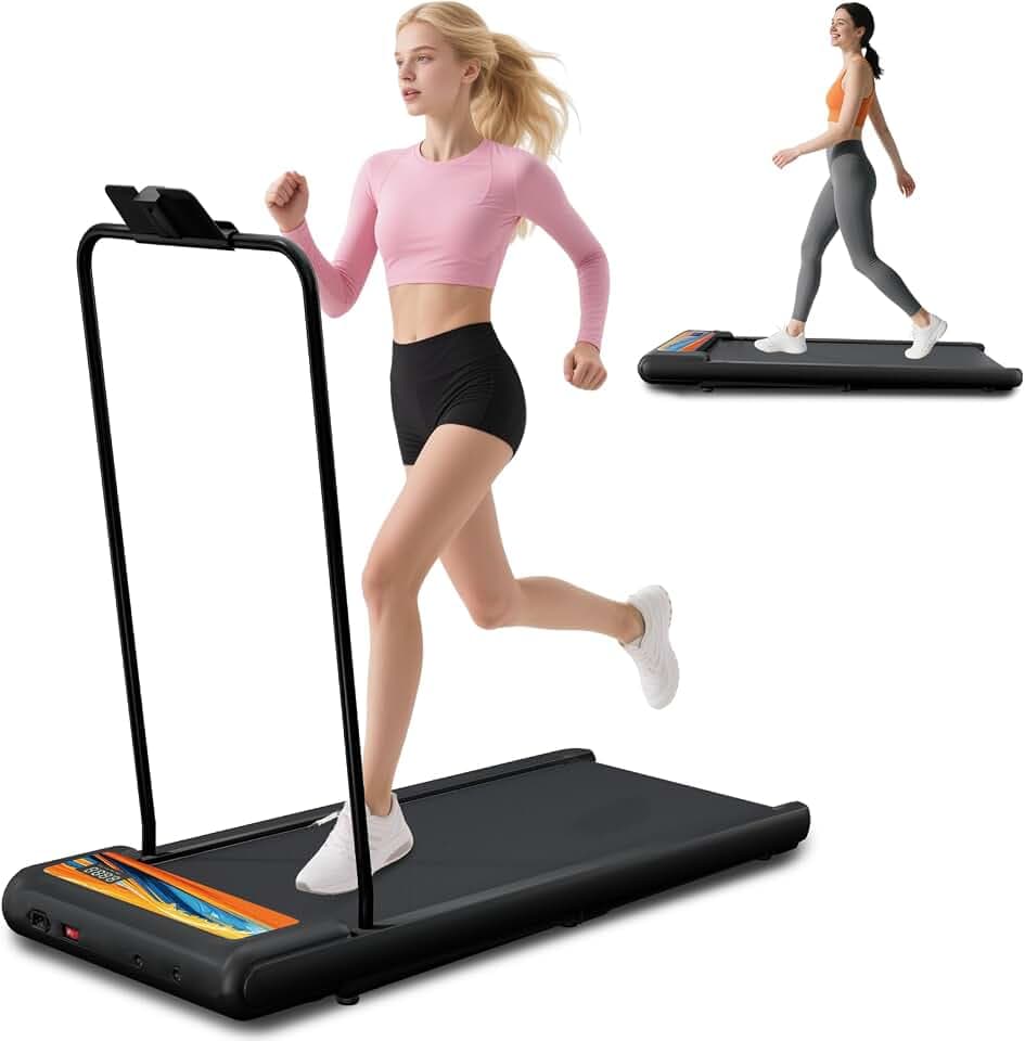 RIVANO Treadmill with Handles, Electric Treadmills for Home Small, 2.5HP Walking Pad Treadmills with Handle Bar, Under Desk Treadmill with Remote Control LED Display, 270LBS Capacity
