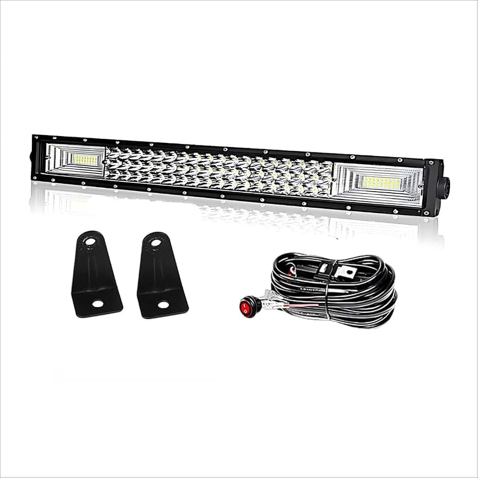 Led Arbeitsscheinwerfer 32 Zoll 405W Led Lichtbalken Scheinwerfer Mit Kabelbaum DREI Reihen Zusatzscheinwerfer Light Bar für Traktor Auto 4x4 SUV (32 Zoll 405W)