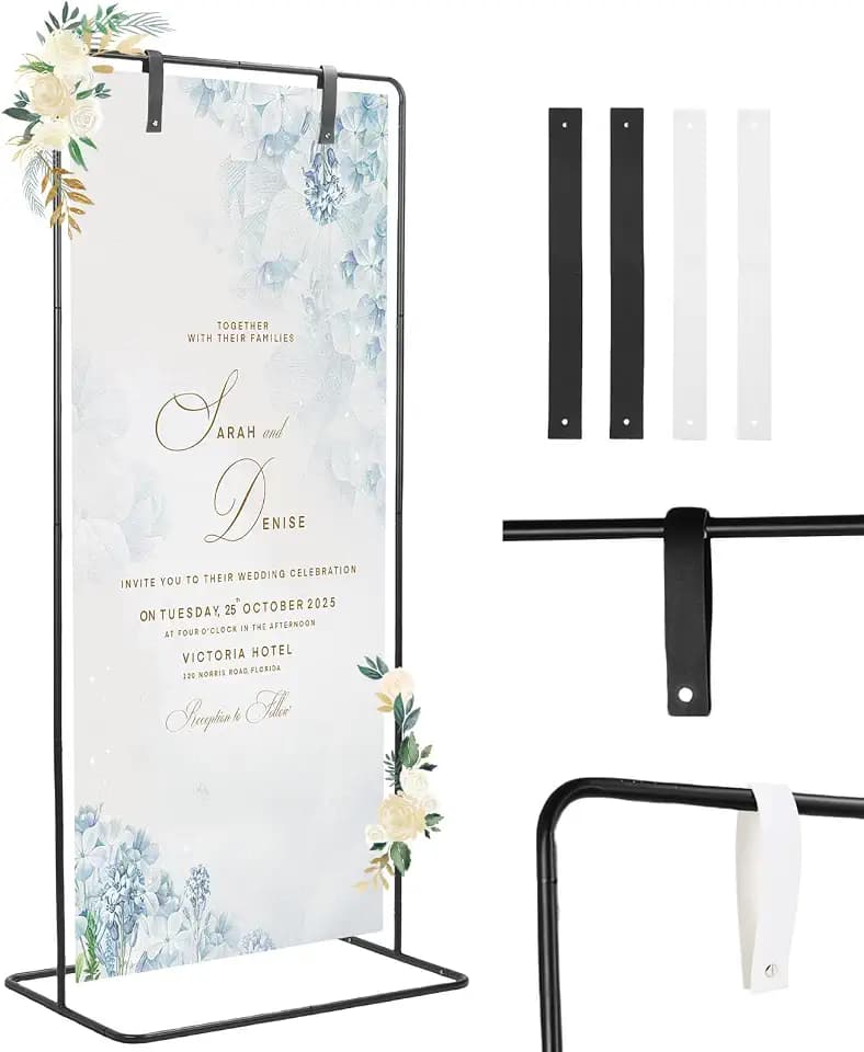 Gugxiom Wedding Sign Holder, 68" x50" x30" Adjustable Wedding Welcome Sign Stand, Welcome to Our Wedding Sign Holder, Heavy Duty Easel Stand for Sign for Wedding, Birthday, Anniversary