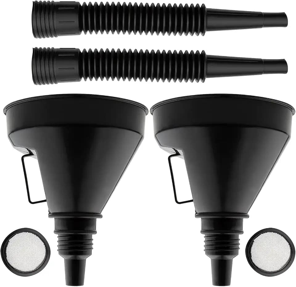 2pcs Trichter mit Schlauch und Sieb Kraftstofftrichter Kunststoff Benzin-Diesel-Öl Betankungstrichter für Auto Motorrad Haushalt verwendet Landmaschine, 130MM Benzin Trichter Schlauch Sieb (schwarz)