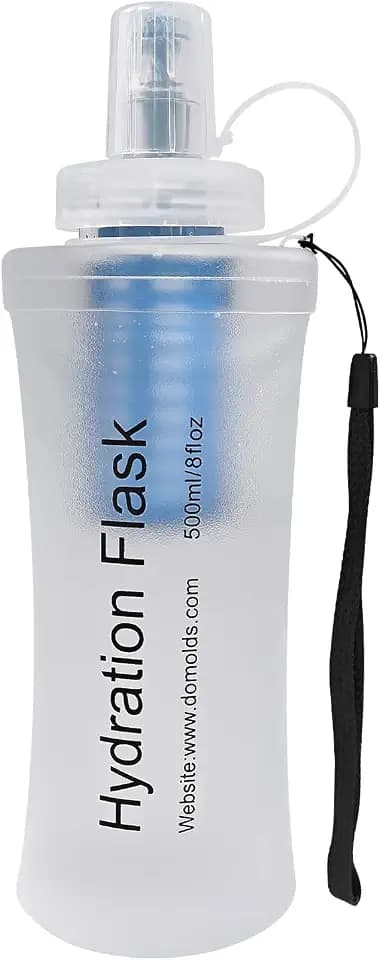 500ML Collapsible Water Bottle with Filter for Hiking, Camping & Travel - TPU Soft Flask, 0.1 Micrometer Hollow Fiber Membrane for Clearer, Better Tasting Outdoor Water(White)