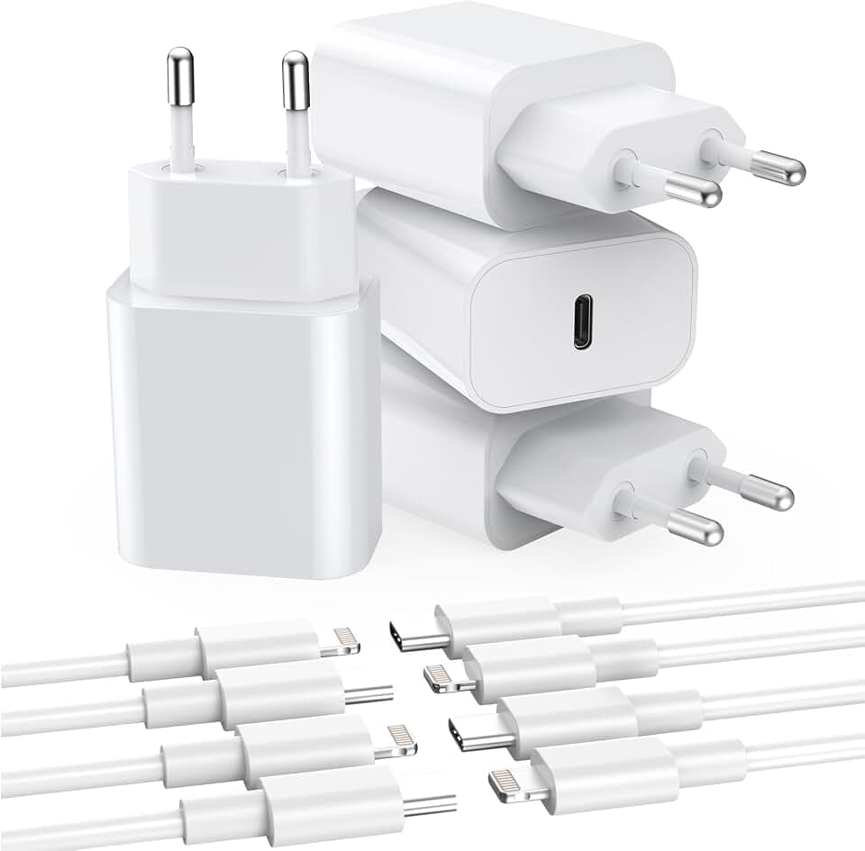 20W USB C Adapter, USB-C Ladegerät kompatibel mit i-Phone 17/16/15/14/13 Plus Pro Max, i-Pad, Air-Pods, Samsung Galaxy S25/24/23, Stecker Netzteil Schnellladegerät Charger(4 Port+ladekabel)