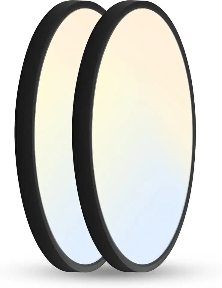 LMP 15.8Inch Flush Mount Ceiling Light 36W, 3CCT Selectable (3000K/4000K/5000K) Dimmable Ceiling Light Fixture, 2200LM Black Thin Round Led Ceiling Light Flush Mount for Bedroom,2 Packs, TEL