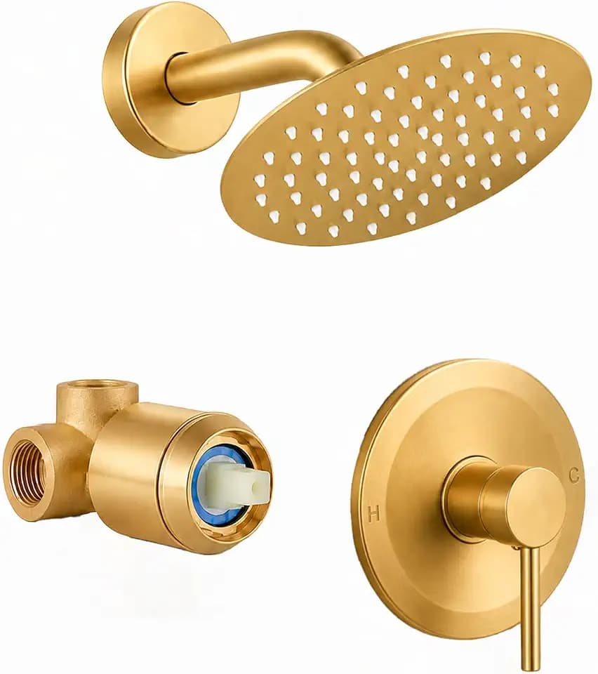 HUCKLE Shower Faucet Set, Brushed Gold