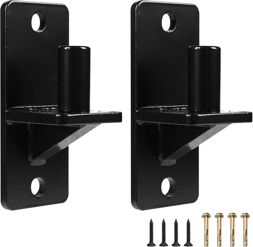 Wall Mount Gate Hinges, Black Farm Gate Hinge, 2 Pack Chain Link Fence Gate Hinge with 5/8 Hinge Pin (Screws Included), Heavy Duty Gate Hinges for Metal Gates Wooden Fences…