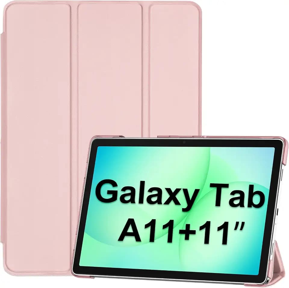 ProCase Hülle für Samsung Galaxy Tab A11+ 2025 (SM-X230)/Tab A9+ 11 Zoll (SM-X210), Dreifache Schutzhülle Case für 11" Galaxy Tab A11 Plus/Tab A9 Plus, Dünn Leicht Smart Cover -Hellrosa