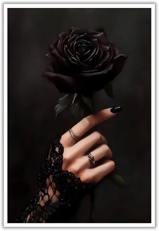 Trendy Rose Lace Wall Art Gothic Moody Floral Poster 12x16in Unframed
