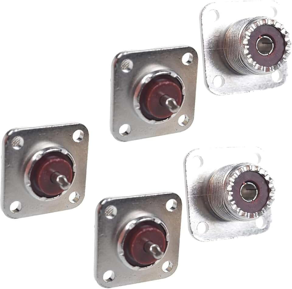 Vzer UHF-Lötbuchsen SO-239, 4-Loch-Chassis-Montage, Koax-RF-Stecker - 5 Stück
