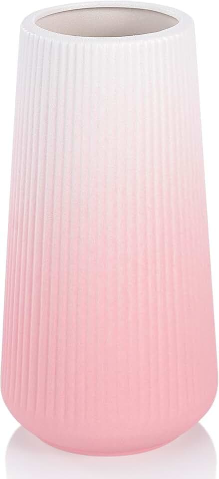 Gradient Pink Ceramic Vase, GUKJOB Small Cute Flower Vase for Pampas Grass, Home, Living Room, Dining Table, Farmhouse, Office Decor, Bedroom, Table, and Kitchen Shelf (Gradient Pink)