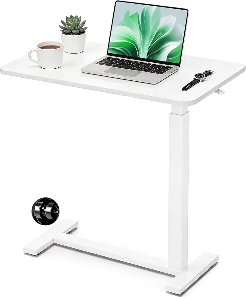 Mobile Standing Desk, Height Adjustable Laptop Desk with Hidden Casters