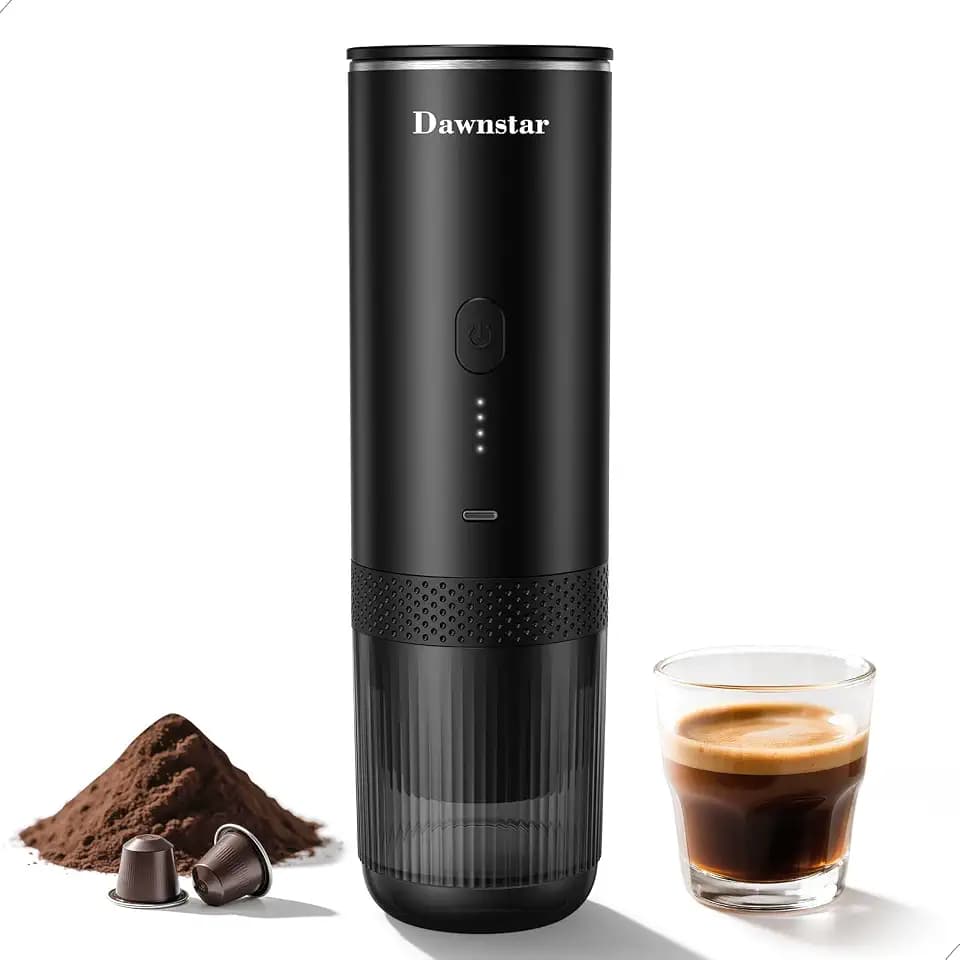 Portable Electric Espresso Machine for Travel, 86.6 Watt 2-In-1 Travel Coffee Maker for Max 10g Coffee Powder or NS Capsules, 1.5 Pounds & 7800mAh Battery Capacity, Includes Quick Charger