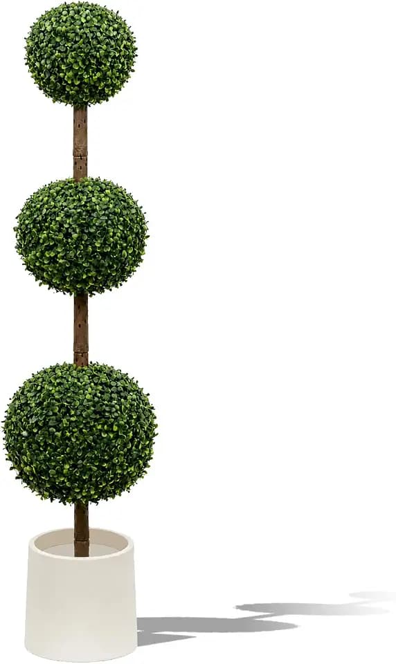 Artificial Topiary, Green Triple Ball, Boxwood, 4FT, Home Decor