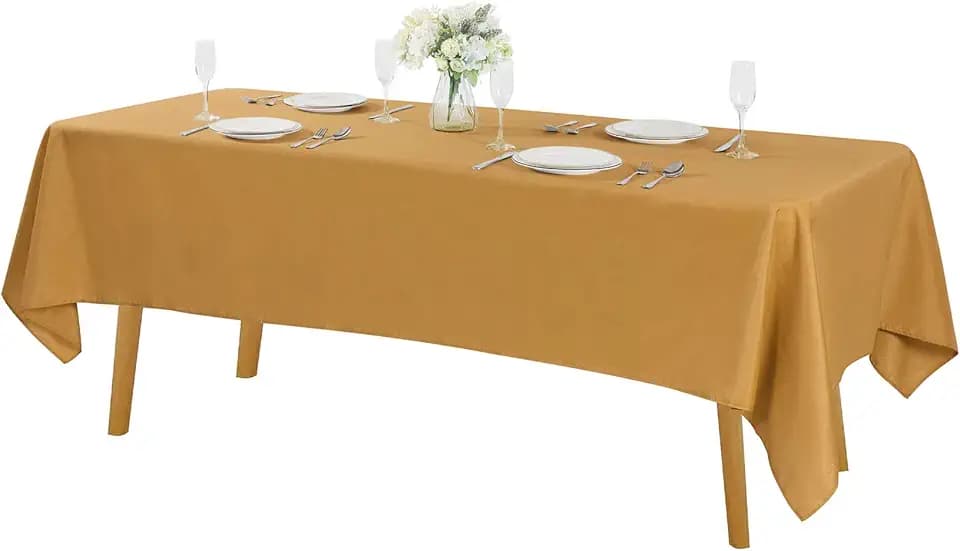Cupuamon Rectangle Tablecloth 60x102 inch Washable Polyester Fabric Table Cloth for Wedding Party Dining Banquet Decoration(60x102, Gold)