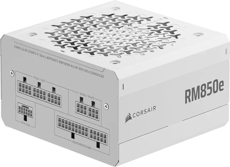 CORSAIR RM850e (2025) Geräuscharmes Vollständig Modulares ATX-Netzteil mit 12V-2x6 Kable – Zero RPM-Lüftermodus, ATX 3.1-Konform, PCIe 5.1-Unterstützung, Cybenetics Gold – Weiß