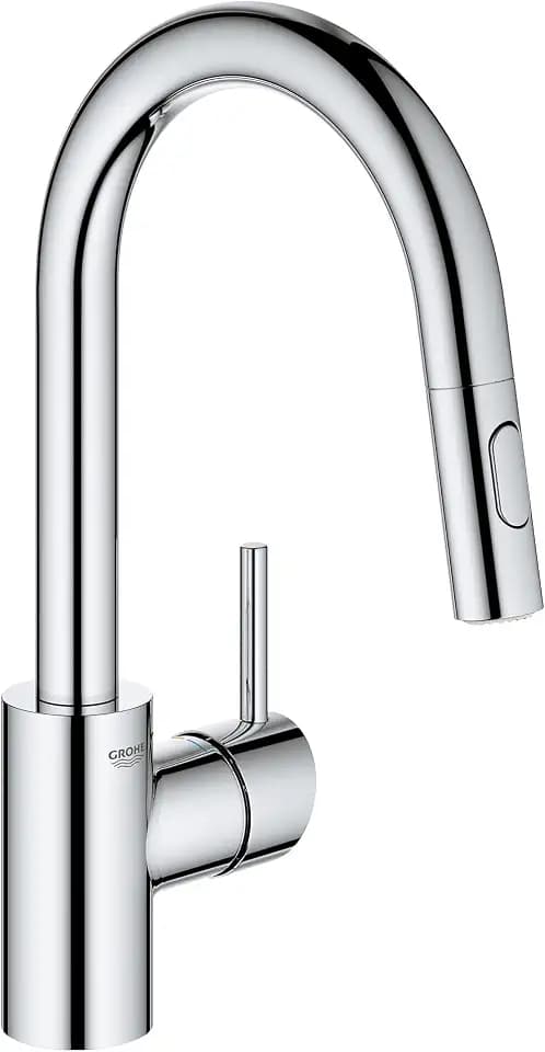 GROHE Concetto Kitchen Pull Down Bar Faucet with Sprayer, Starlight Chrome
