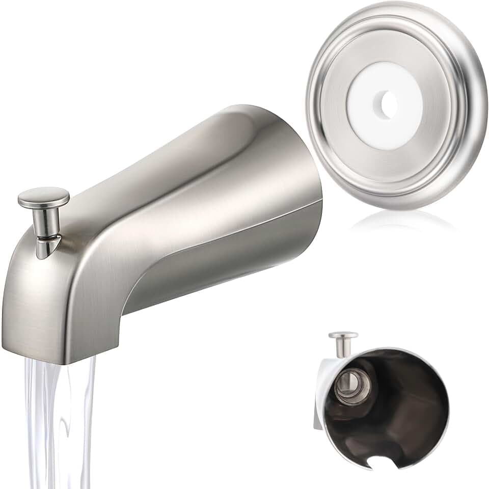 Thread On 5-1/4 Inches Bathroom Tub Spout with Diverter, Brushed Nickel