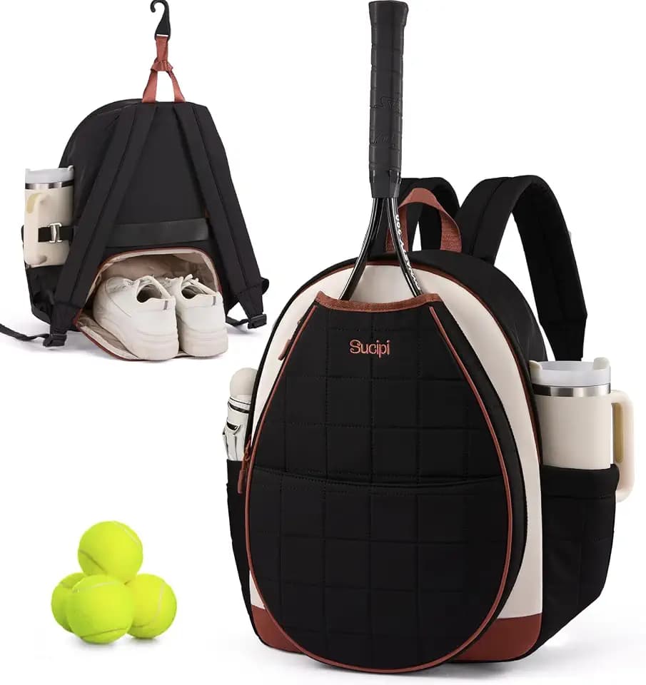 Sucipi Tennis Bags for Women, Quilted Pickleball Tennis Racket Bag Backpack