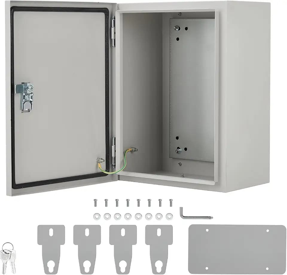 Electrical Junction Box, 14 x10 x 6, Lockable Steel Electric Meter Box with Mounting Plate, NEMA 4X Enclosure, IP66 Waterproof Dustproof, for Indoor & Outdoor Switch Router DIY