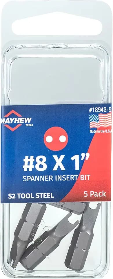 Mayhew Tools 18943-5 USA Spanner Insert Bit, #8 x 1", 5-Pack