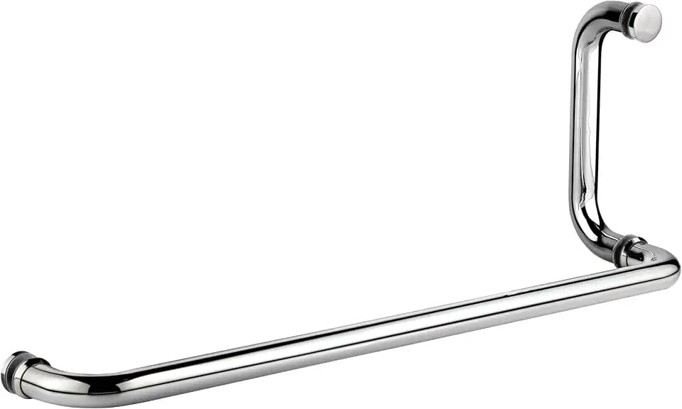 TOGU SUS304 Stainless Steel 6 "Shower Door Handle 18" Towel bar Combination, can be Used as Both Towel bar for Glass Shower Door and Bath Door Pull Handle, Polished Chrome Finish.