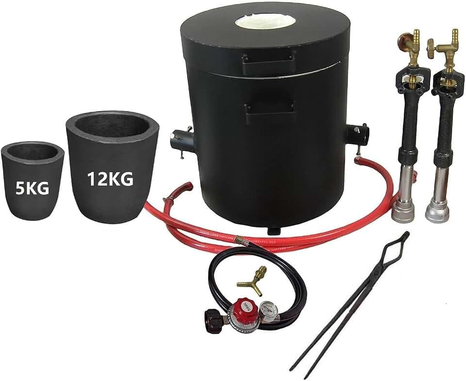 12KG Propane Melting Furnace with Double Burners & Crucible Kit – 2552℉ High Temp, Adjustable Airflow,2inch Ceramic Fiber Insulation, Safe Foundry Metal Smelter for Gold/Silver/Copper/Aluminum/Brass