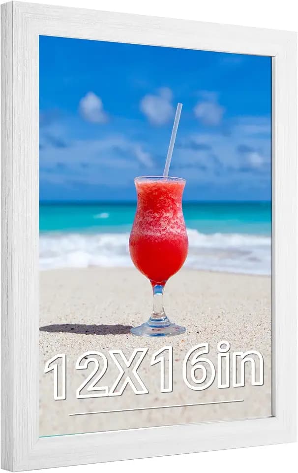 12x16 Frame Rustic White, Distressed 16x12 Picture Frame, Art Pic Hanging Poster Frame, 12 by 16 Gallery Family Concert Portrait Wall Photo Frame Anniversary/Birthday/Wedding/Thank you/Christmas Gift