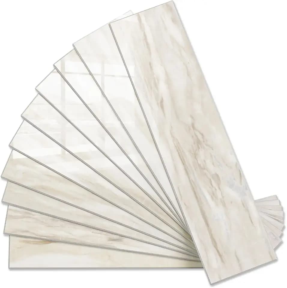 Vamos Tile Peel and Stick Backsplash, Glossy 40-Piece 3''x12'' Subway Tile