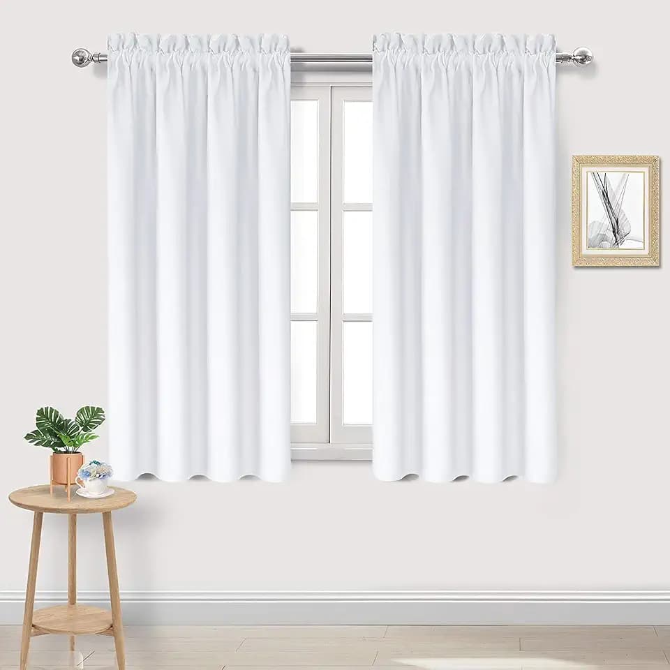 DWCN White Curtains 50% Light Blocking for Living Room 54 Inch 2 Panels