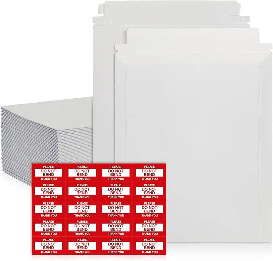 Rigid Mailers 9x12 inches, 100 Pack – White Inside & Out, Self Seal