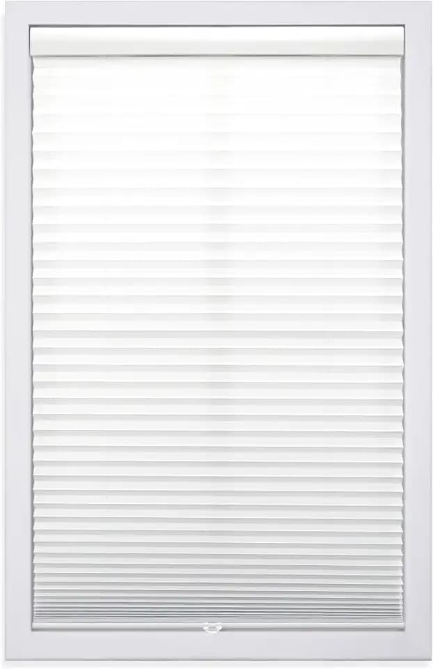 DEZ FURNISHINGS Cordless 1" Light Filtering Pleated Shade, Fabric, 39" W x 48" H, White