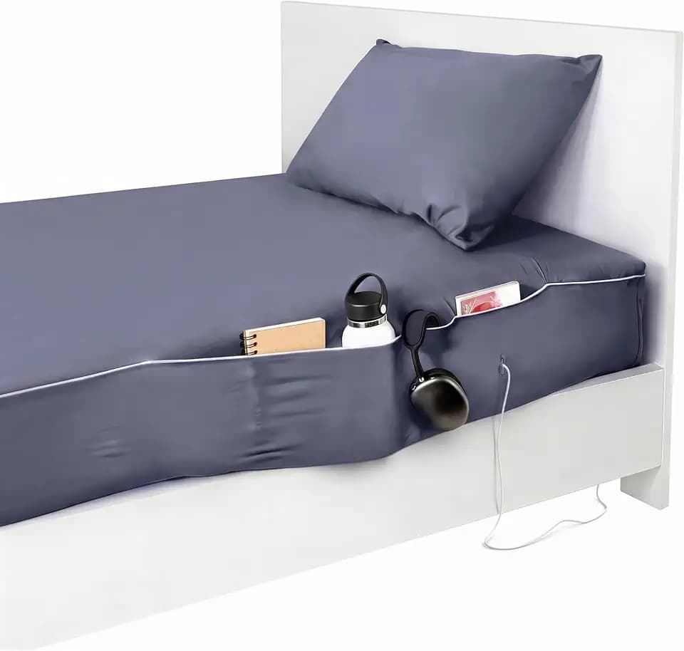 NEST and NOOKS Twin XL Cotton Fitted Sheet with Side Pockets + Pillowcase