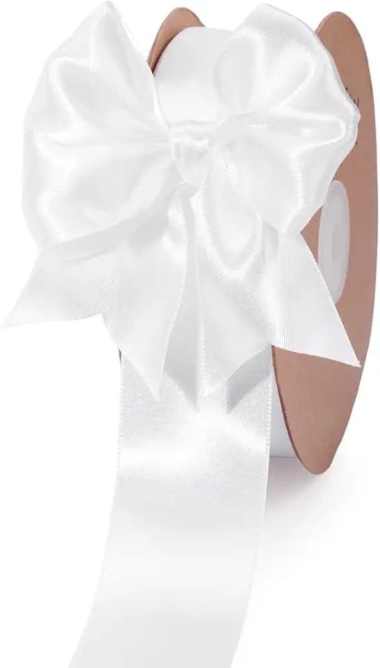 LaRibbons White Satin Ribbon 1.5 inch x 50 Yards
