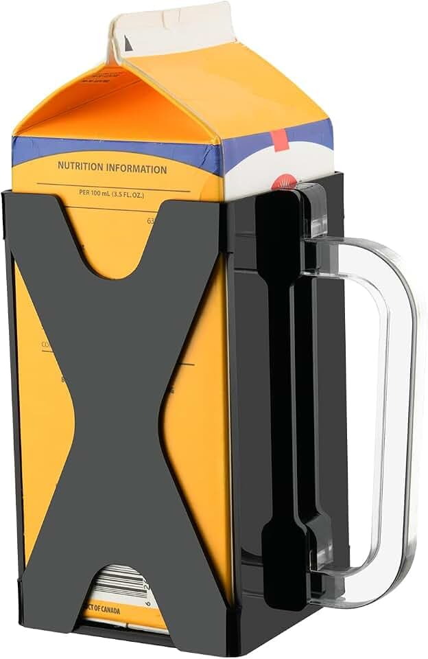Beautyflier Half Gallon Milk Carton Holder with Removable Handle, Acrylic Holder for 64 OZ/Half Gallon Milk, Juice, or Beverage Carton, for Seniors, Kitchens, Restaurants, Holder Only (Black)