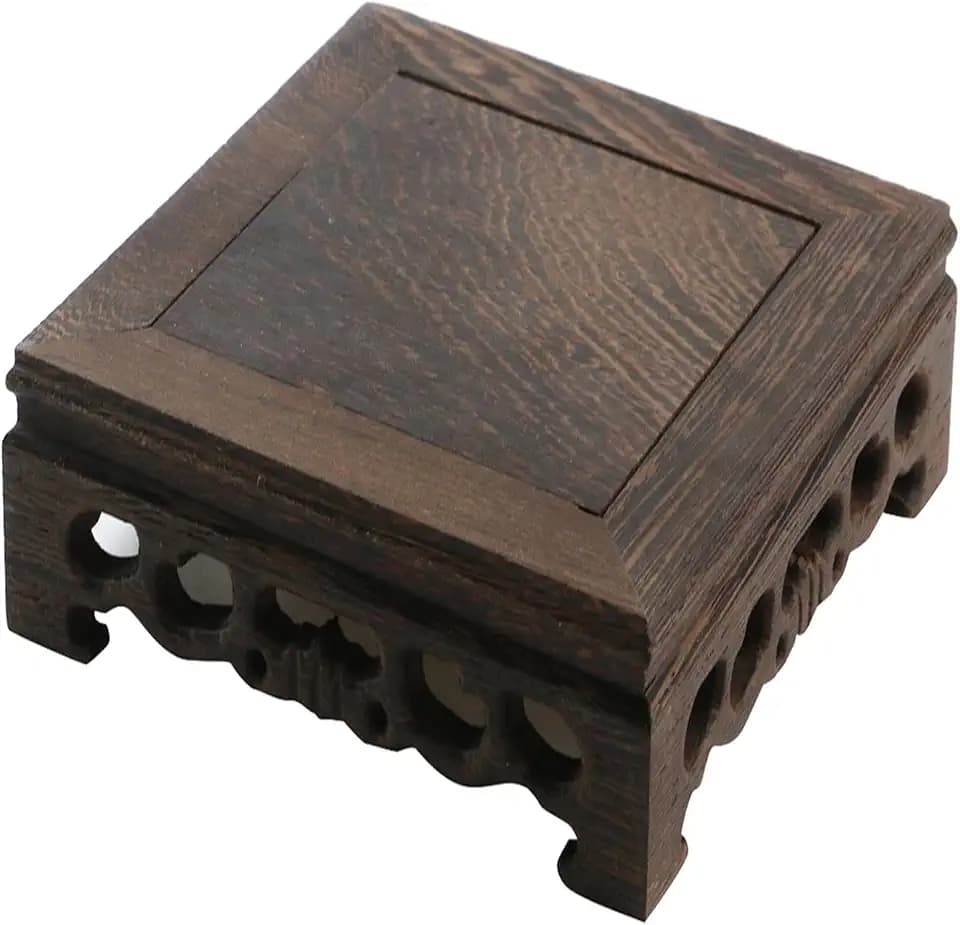 Wooden Display Stand Base 5.43" x 5.43" Square Wood Carved Pedestal