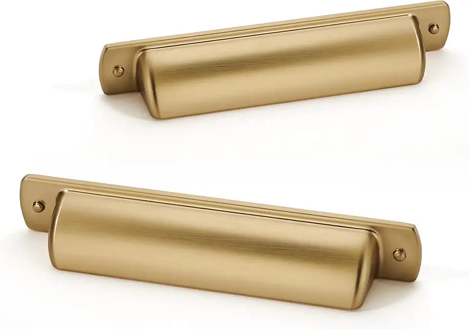 khtumeware 15 Pack 3" Drawer Pulls Champagne Bronze Cabinet Cup Pulls Kitchen Hardware Cabinet Handles Drawer Handles Knobs 3 inch Hole Center