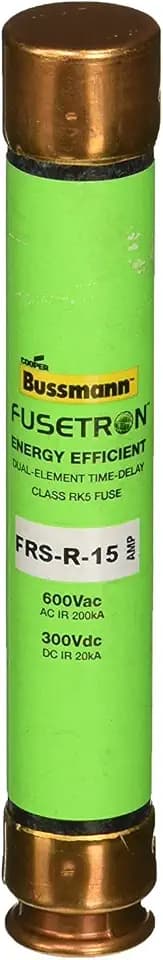 Eaton Bussmann Series FRS-R 15 Amp, 600 Vac and IR 200 kA /300 Vdc and IR 20 kA, Retail Pack - 1 Piece