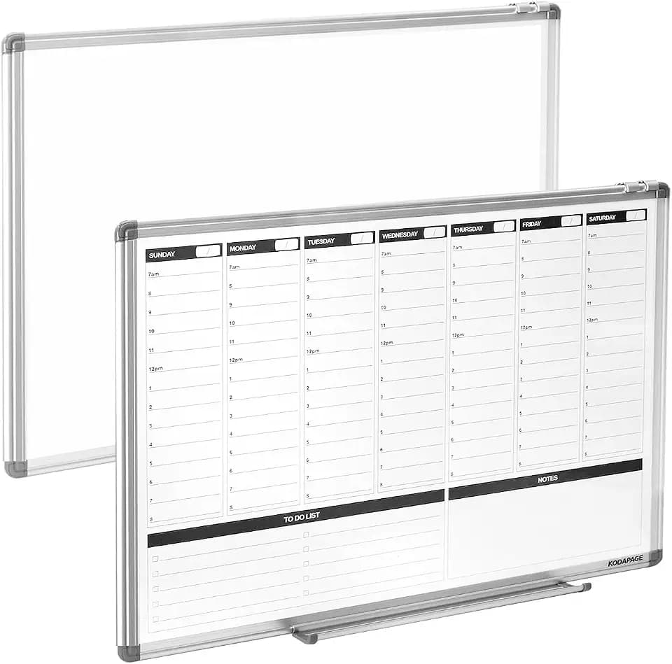 Large Weekly Dry Erase Board, Weekly Planner whiteboard with Hourly time Slots, Whiteboard Weekly Calendar for Schedule for wall 36" X 24" Double-Sided for Office, Home and School