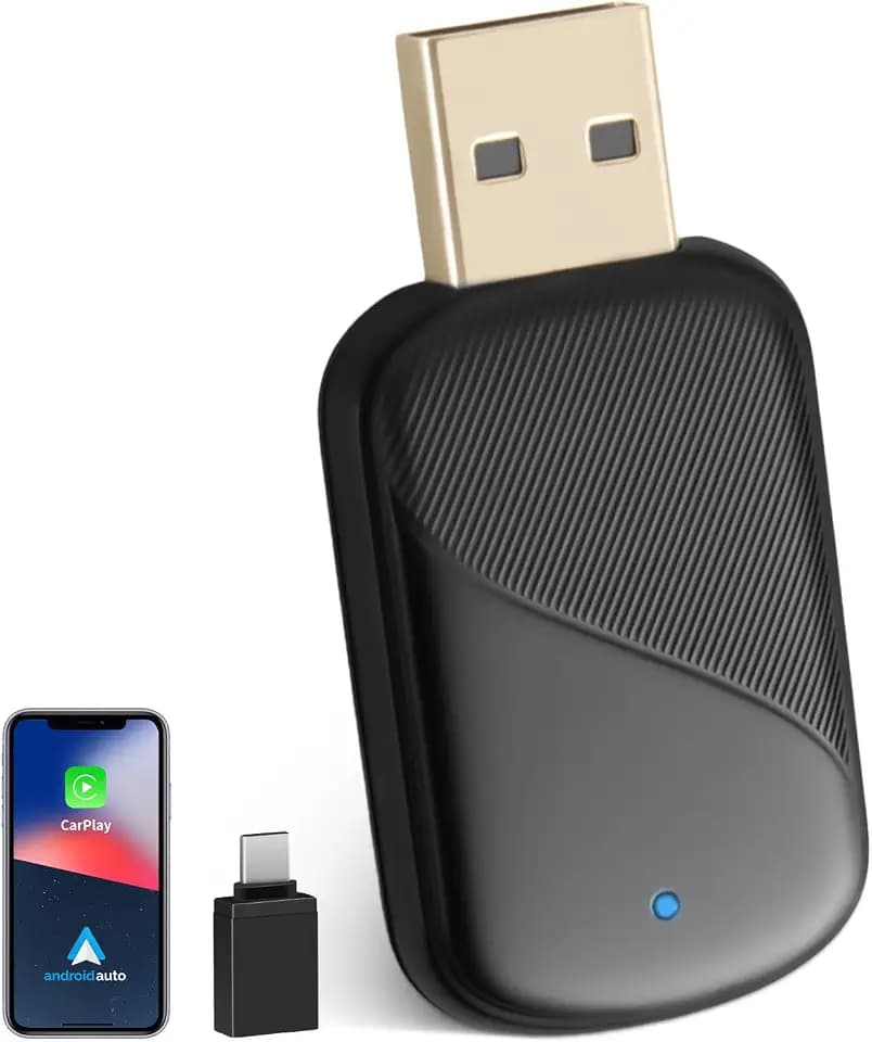 Wireless Carplay & Android Auto Wireless Adapter 2 in 1, verwandelt Android Auto/Carplay kabelgebunden in kabellos, Plug and Play mit Typ C & USB-A, kompatibel mit Ad 10+/iOS 10+