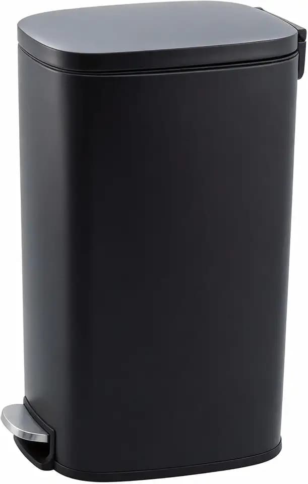 GarveeHome 13 Gal Slim Trash Can, Step Garbage Can with Soft-Close Lid, Stainless Steel Recycling Bin Waste Container with Removable Inner Bucket for Kitchen, Bathroom, Office, Black