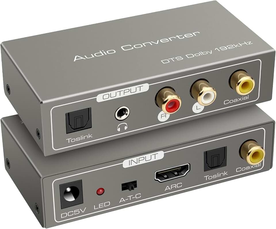 ARC Audio Extracteur Adaptateur HDMI ARC vers SPDIF Coaxial Optique RCA L/R Sortie Stéréo 3.5 mm pour Amplificateur Barre de Son Projecteurs etc