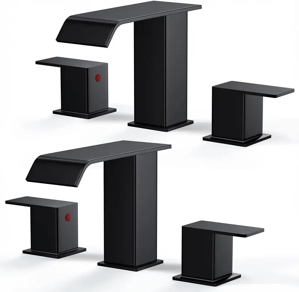 FORIOUS Bathroom Faucet 3 Hole 8 Inch Widespread Sink 2 Pack Matte Black
