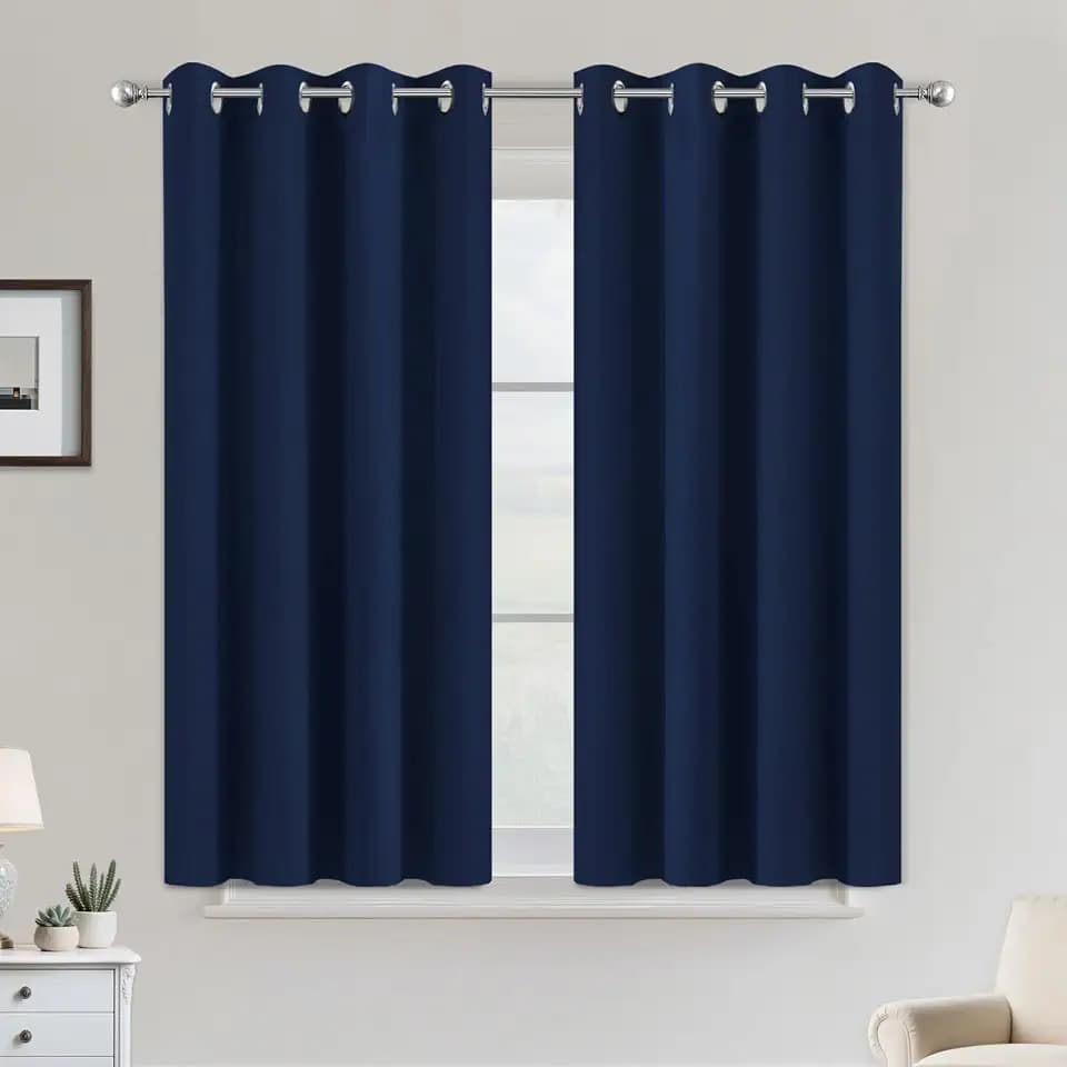 COSVIYA Grommet Room Darkening Navy Blue Curtains 45 inch Long for Bedroom