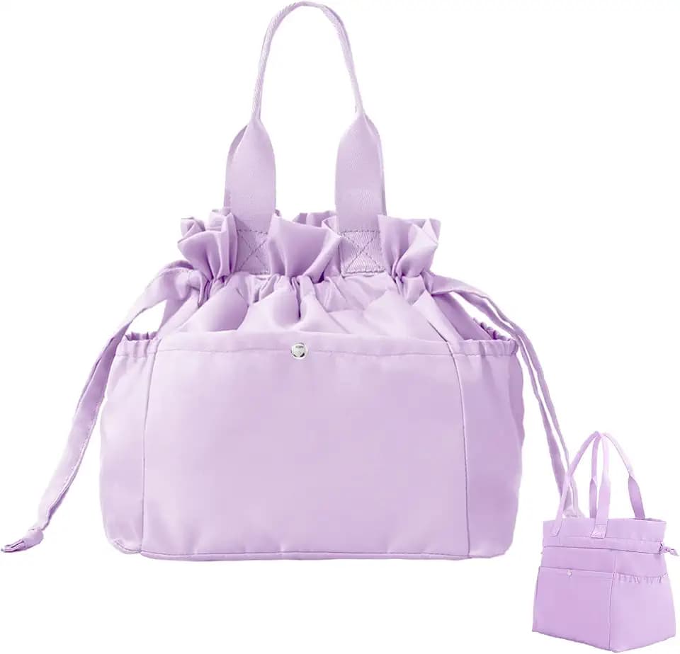 MEXS Lunch Bag for Women Reusable Drawstring Insulated Lunch Box Stain-Resistant Large Cinch Closure Lunch Bags for Work Office